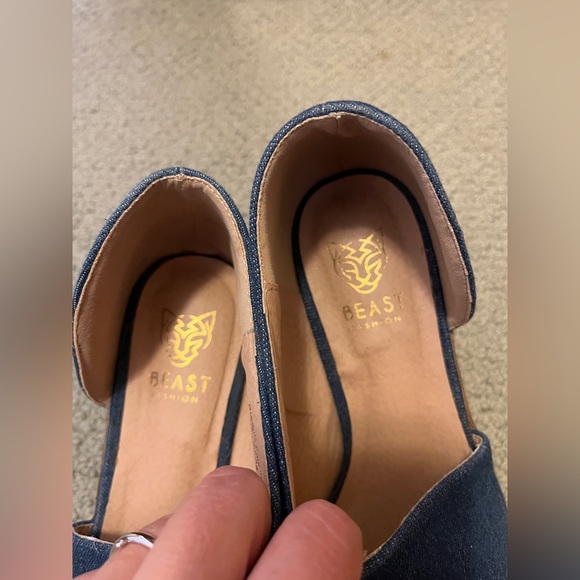 Asymmetrical Flats Denim Cut Out Shoes Free People Royale Stargazer Anthro Boho - Picture 3 of 9